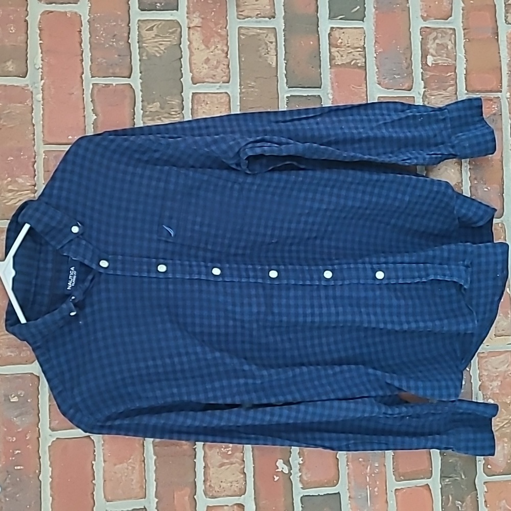 Nautica Long-sleeve Flannel Button Down Shirt, Size Large